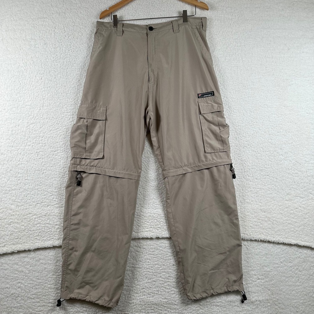 Wear First Convertible Cargo Pants Mens Hiking Outdoor Zip Off 36x32 Khaki Tan